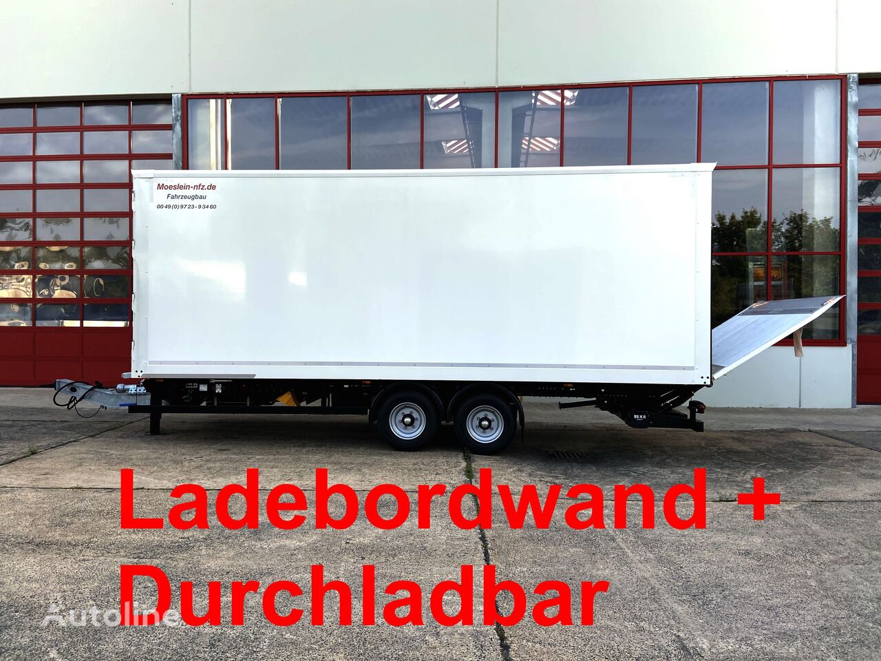 new Möslein TKO105 D-L 7 m Tandem Koffer, Ladebordwand 1,5 t + Durchladbar  closed box trailer