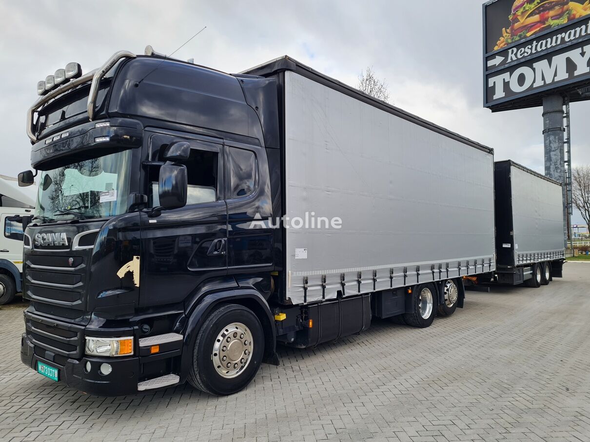 Scania R450 / TANDEM  114 m3 curtainsider truck + curtain side trailer