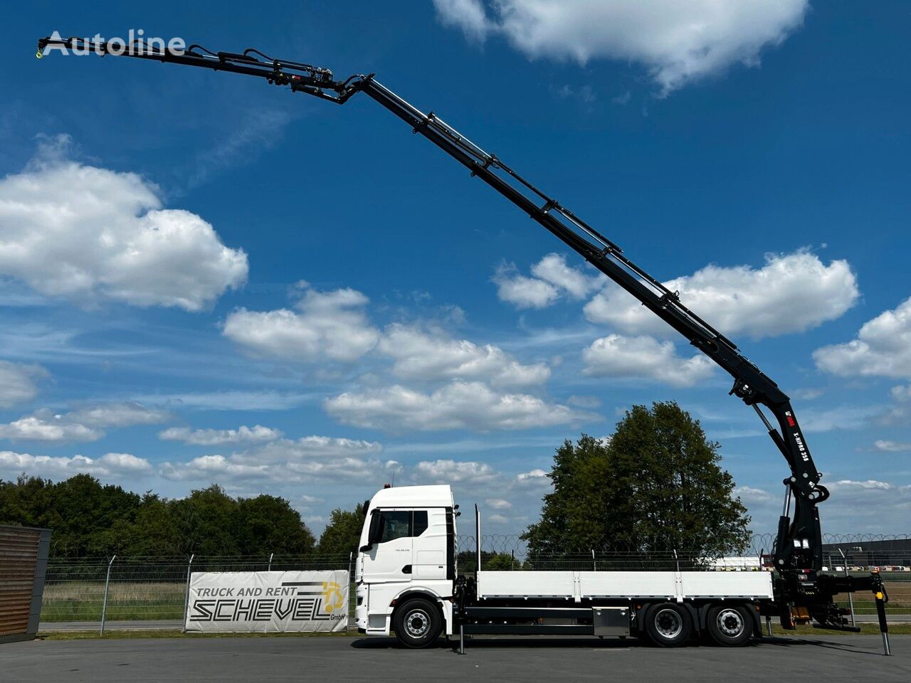 new MAN TGX 26.510 Container-Pritsche + HIAB 358 E-6 JIB flatbed truck