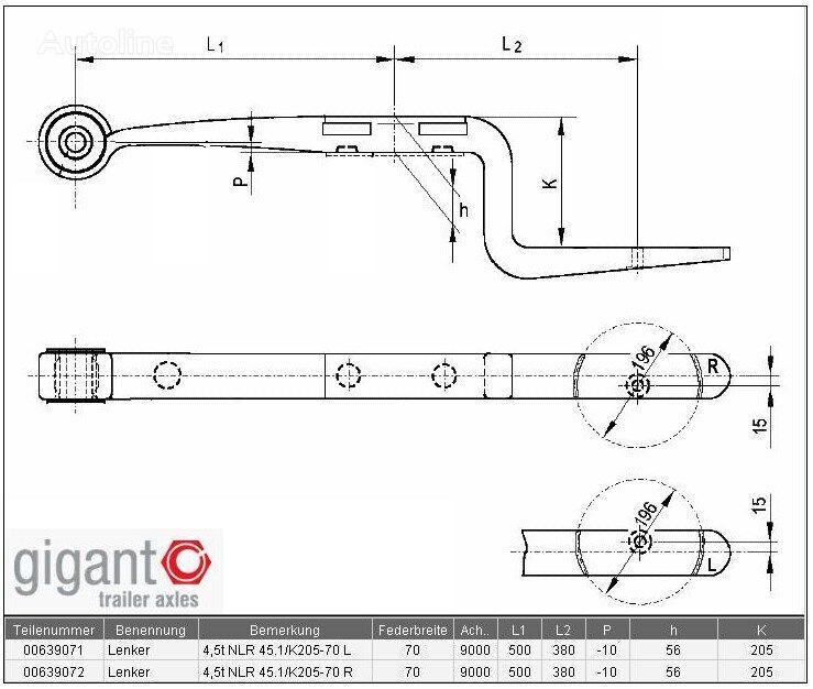 Gigant 639071,639072.639063. beam spring for Kögel semi-trailer